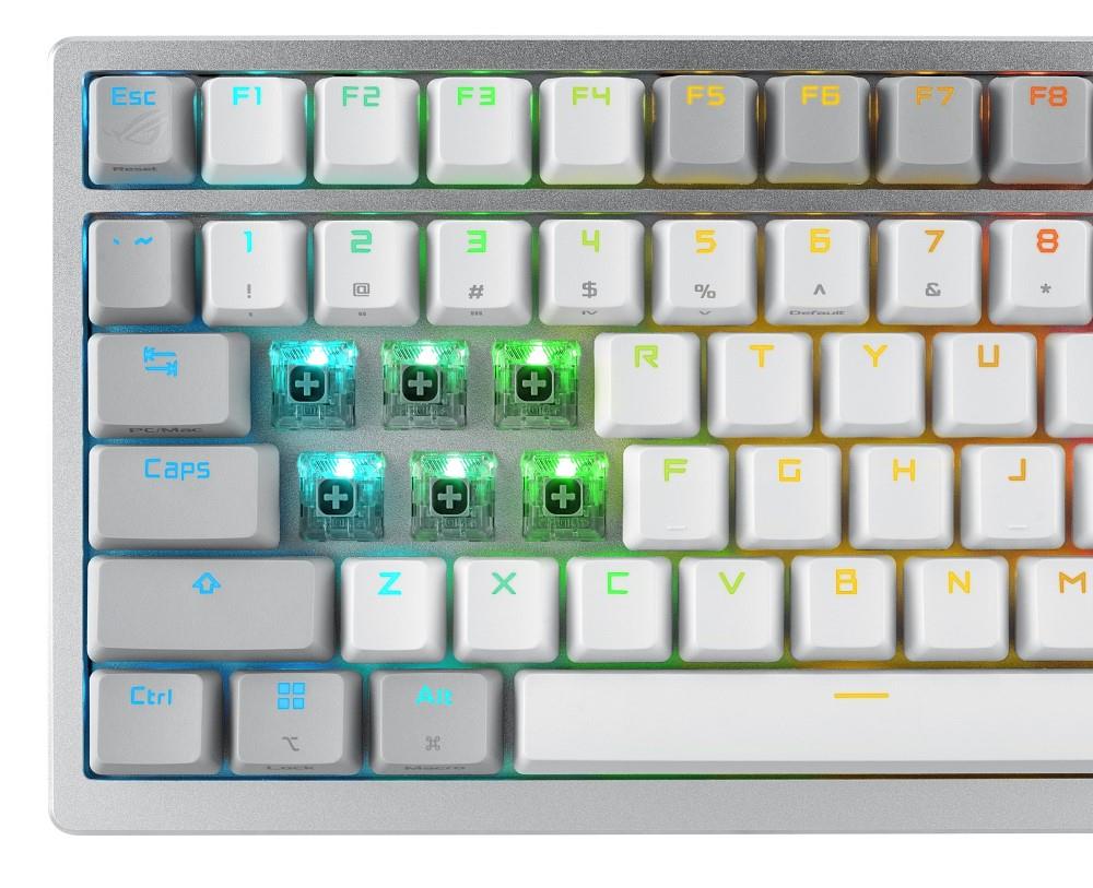 ASUS klávesnice ROG AZOTH Moonlight White,  mechanická,  Bluetooth,  US,  bílá5 