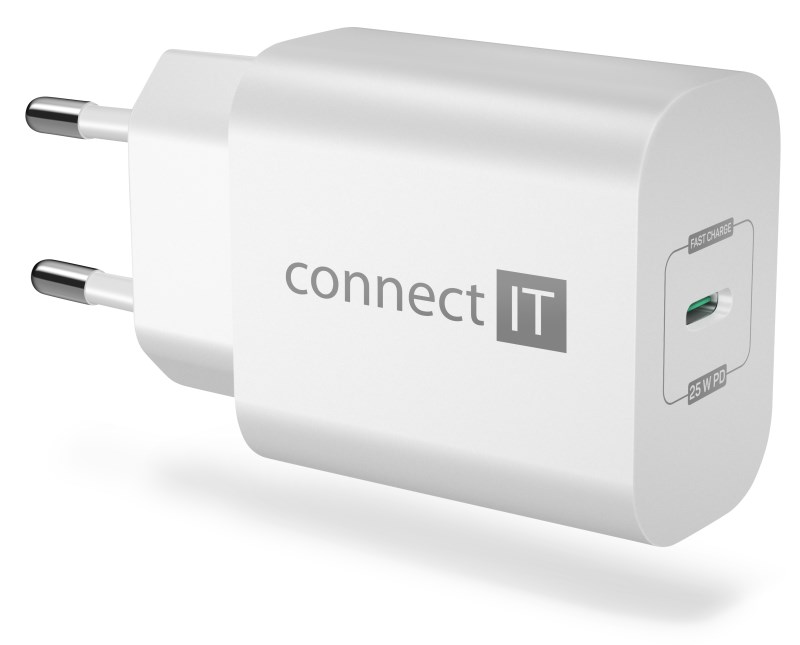 CONNECT IT Voyager2 nabíjecí adaptér 1×USB-C,  25W PD,  bílá0 