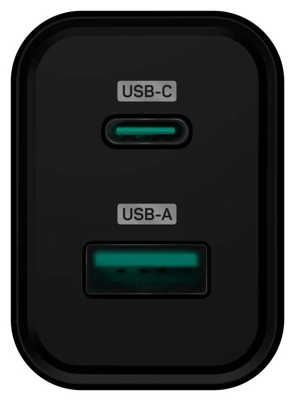 CONNECT IT Wanderer2 GaN nabíjecí adaptér 1×USB-C + 1xUSB-A,  33W PD,  černá1 