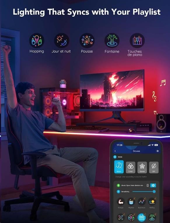 Govee Neon RGBIC LED podsvícení pro stůl1 