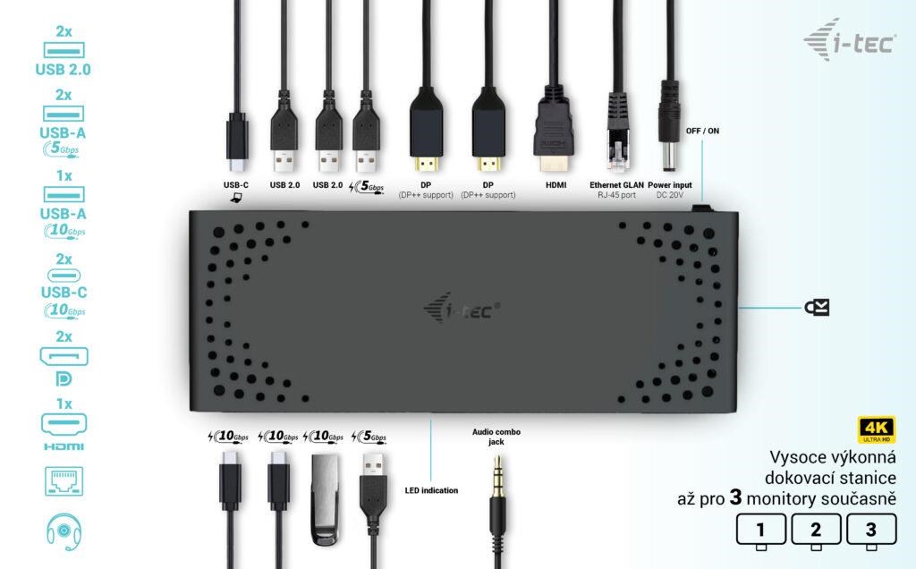 i-tec USB-C Triple Display Docking Station Gen 2,  PD 100W1 