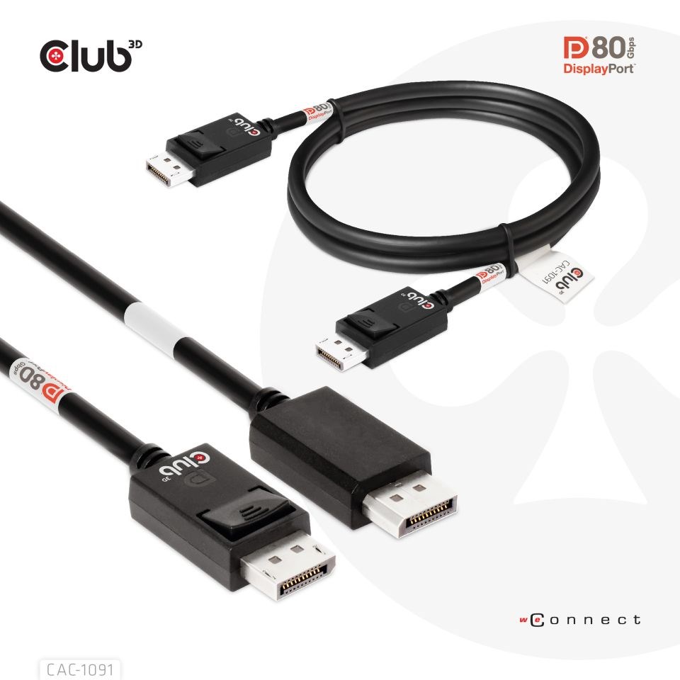 Club3D Kabel DisplayPort 2.1 na DisplayPort 2.1 4K120Hz/ 8K60Hz HDR (M/ M),  1.2m,  černá5 
