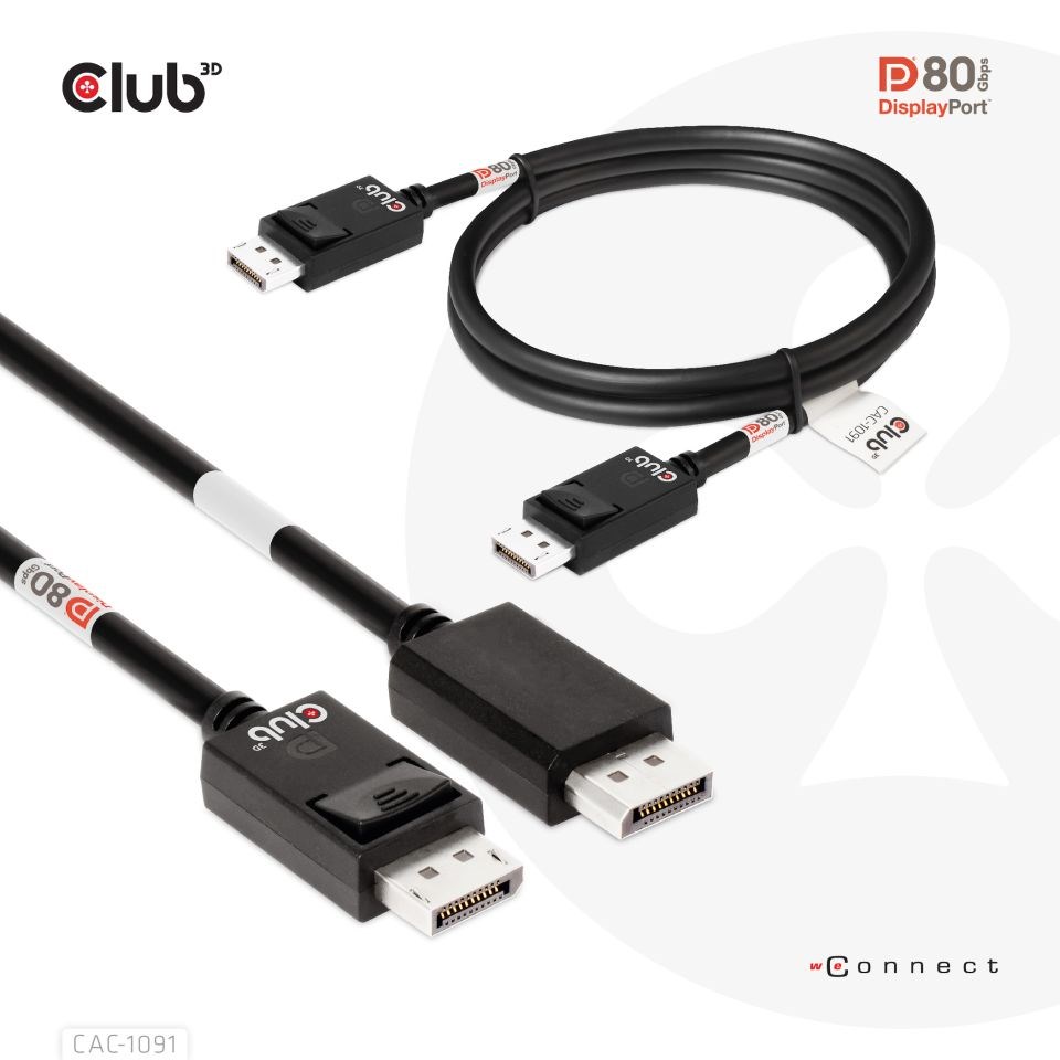 Club3D Kabel DisplayPort 2.1 na DisplayPort 2.1 VESA DP80,  4K240Hz/ 8K60Hz/ 10K30Hz HDR (M/ M),  1.2m,  černá5 