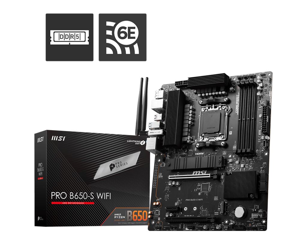 MSI MB Sc AM5 PRO B650-S WIFI,  AMD B650,  4xDDR5,  1xDP,  1xHDMI,  WI-FI3 