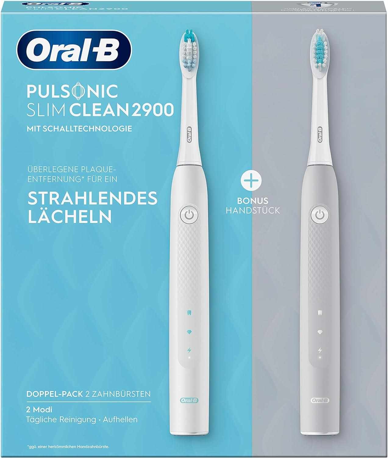 Oral-B Pulsonic SLIM Clean 2900 elektrický zubní kartáček, sonický, 62 000 pulzů, 2 režimy, 2 kusy, bílý a šedý1 