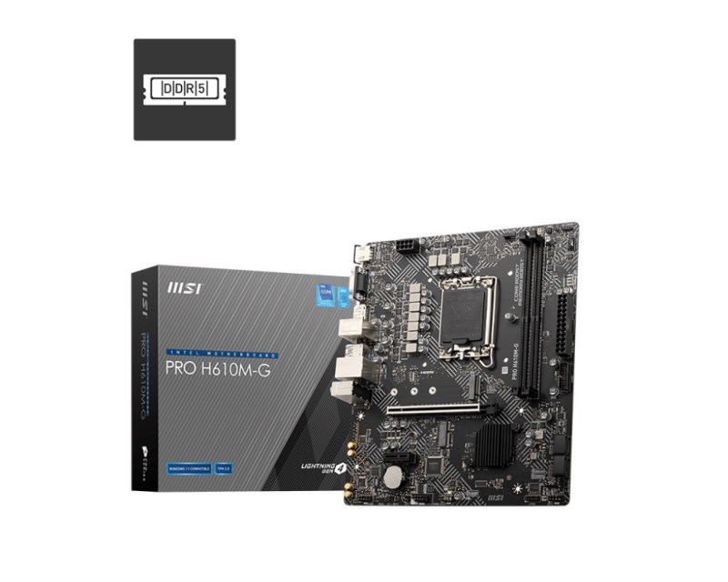MSI MB Sc LGA1700 PRO H610M-G,  Intel H610,  2xDDR5,  1xDP,  1xHDMI,  1xVGA,  mATX2 