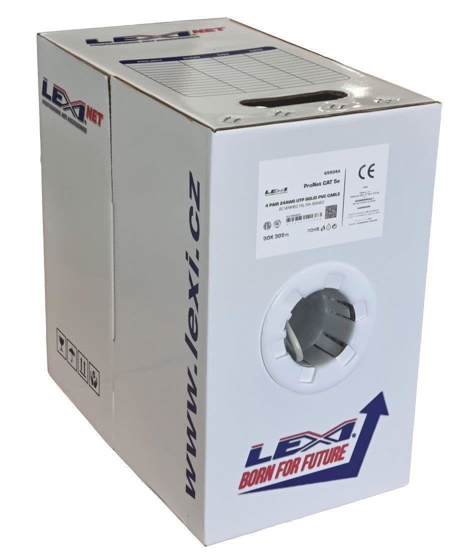 UTP kabel LEXI-Net Cat5E, drát, PVC, bílý, 305m, box0 