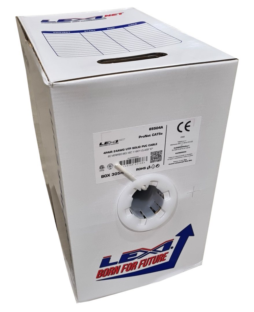 UTP kabel LEXI-Net Cat5E, drát, PVC, bílý, 305m, box1 