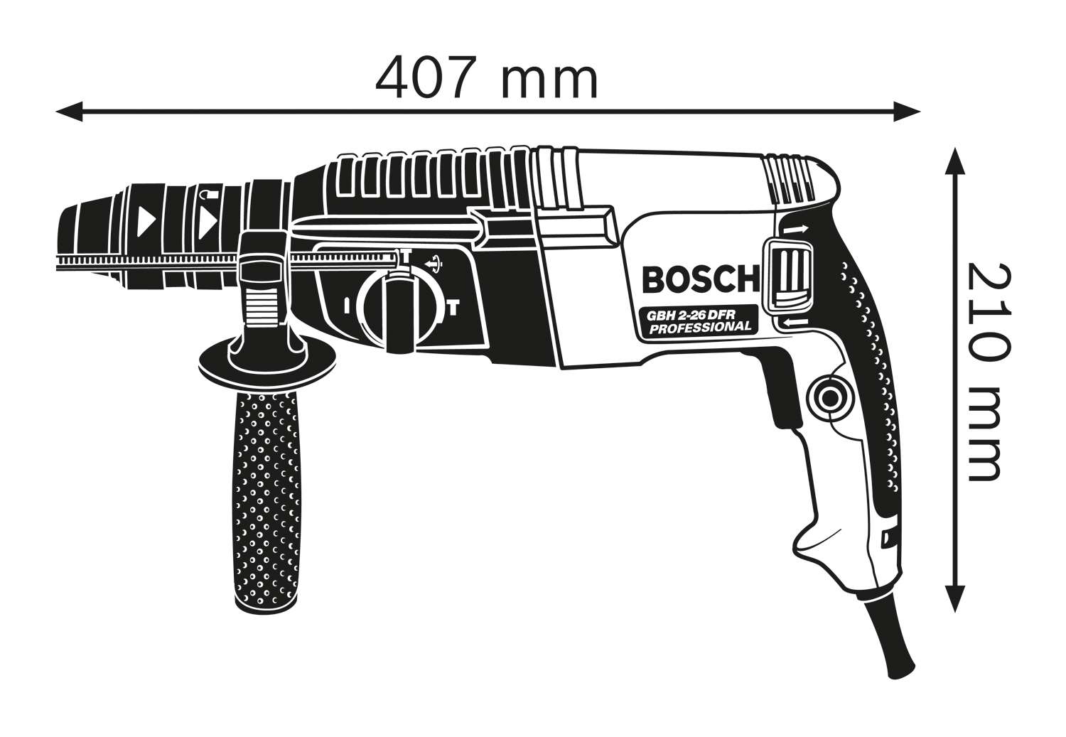 BOSCH GBH 2-26 DFR,  vrtací kladivo s SDS plus,  800 W,  příklep 3 J,  4 – 26 mm1 