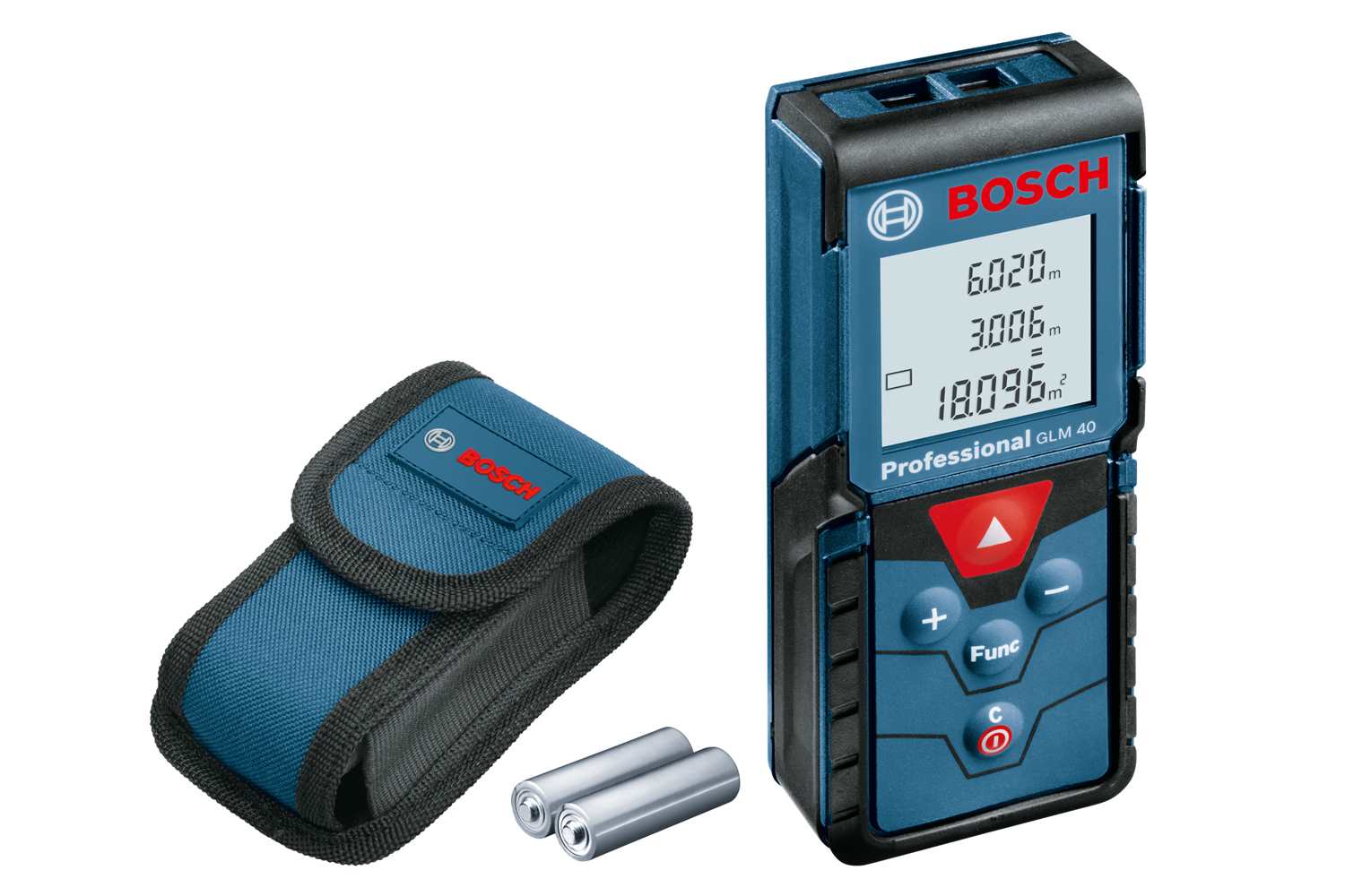 BOSCH GLM 40, laserový měřič vzdálenosti, rozsah 0,15 – 40,00 m, 635 nm, < 1 mW2 
