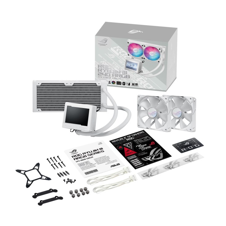 ASUS vodní chladič CPU AIO ROG RYUJIN III 240 ARGB WHITE,  2x120mm,  LGA1851,  AM55 
