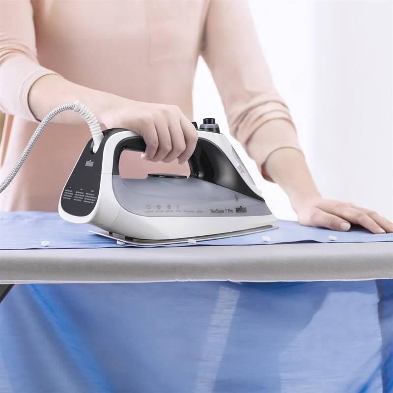 Braun SI7149WB TexStyle 7 Pro napařovací žehlička, 2900 W, AntiDrip, automatické vypnutí, kropení, černá / bílá7 