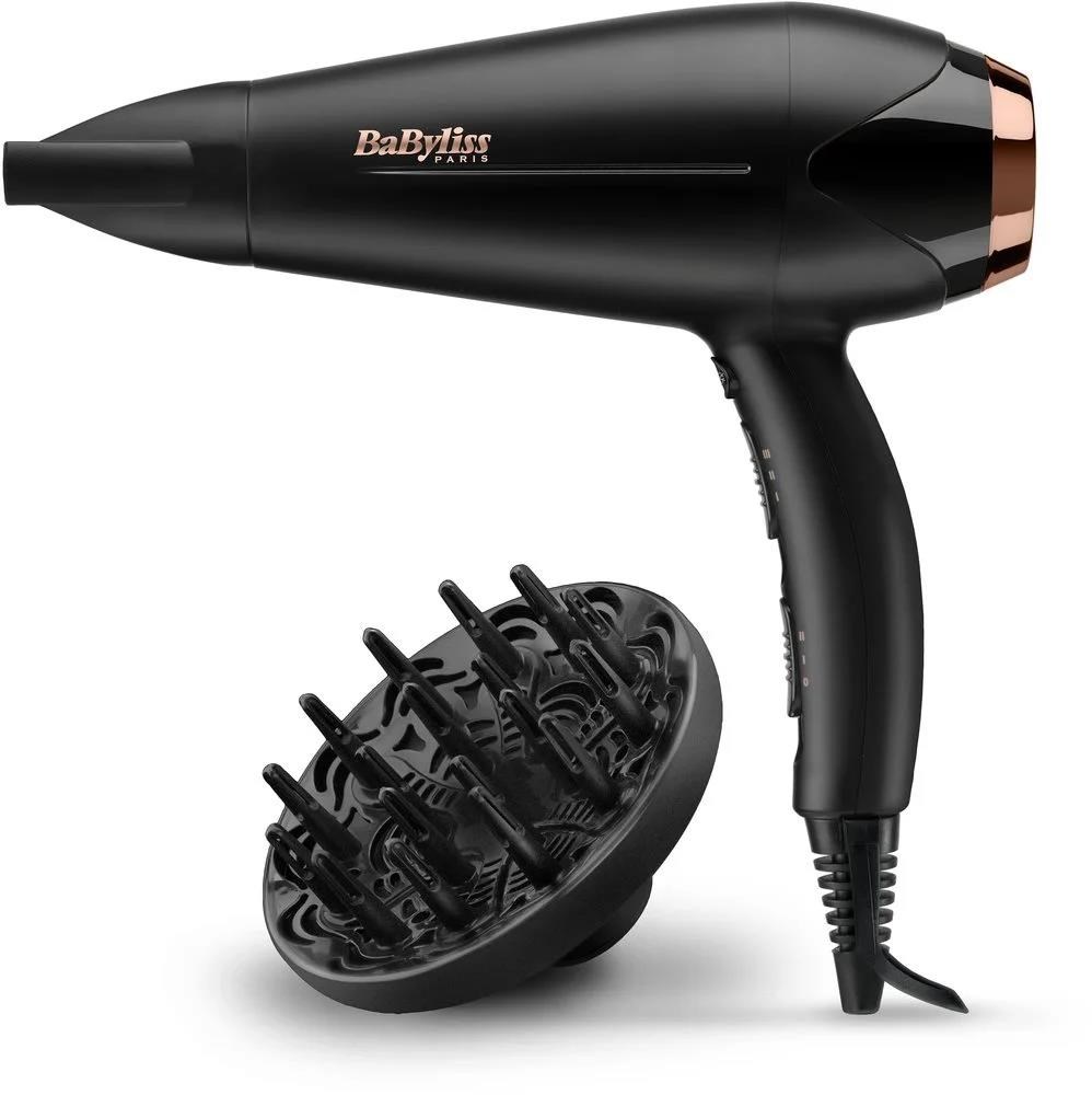 BaByliss D570DE fén na vlasy,  2200 W,  ionizace,  2 rychlosti,  3 teploty,  difuzér,  tvarovací kartáč,  černá0 