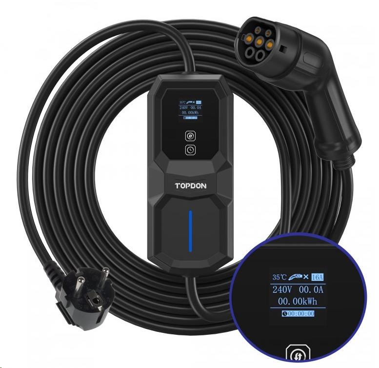 TOPDON mobilní nabíječka pro elektromobily PulseQ AC Portable - 3, 7kW0 