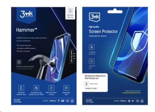 3mk All-Safe - AIO fólie Hammer Dry & Wet Fitting Phone,  5 ks0 