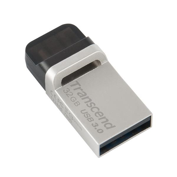 TRANSCEND Flash disk 32GB JetFlash®880S,  USB 3.0/ micro USB (R:90/ W:20 MB/ s) strieborná7 