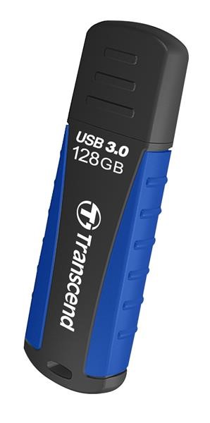 TRANSCEND Flash disk 128GB JetFlash®810,  USB 3.0 (vodotesný,  nárazuvzdorný) (R:90/ W:40 MB/ s) čierna/ modrá2 