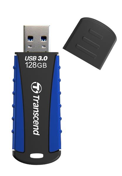 TRANSCEND Flash disk 128GB JetFlash®810,  USB 3.0 (vodotesný,  nárazuvzdorný) (R:90/ W:40 MB/ s) čierna/ modrá4 