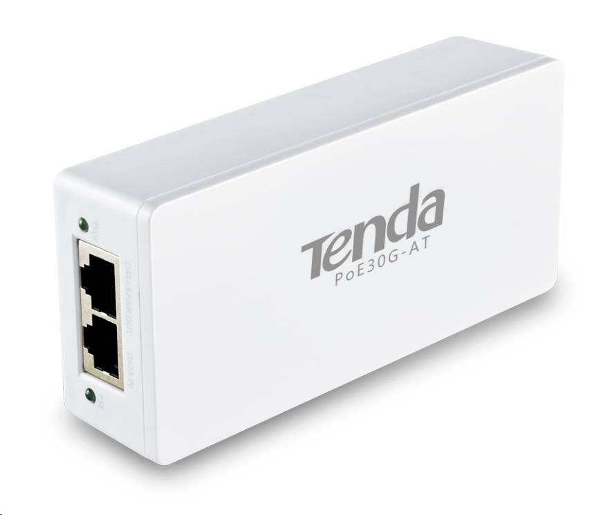 Tenda POE30G-AT Gigabit Power Injector AF/ AT 30W, 802.3af, 802.3at, 2x GLAN 10/ 100/ 1000 Mb/ s, PoE+1 