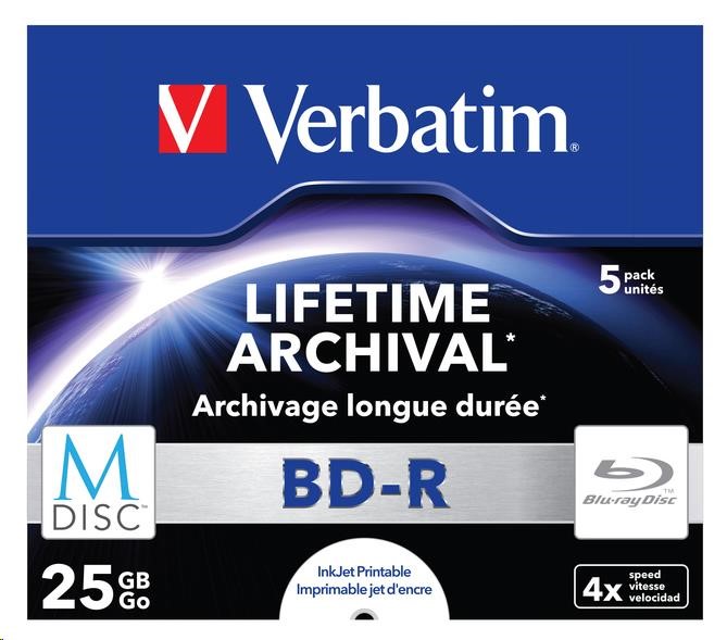 VERBATIM MDisc BD-R(5-pack)Jewel/ 4x/ 25GB1 