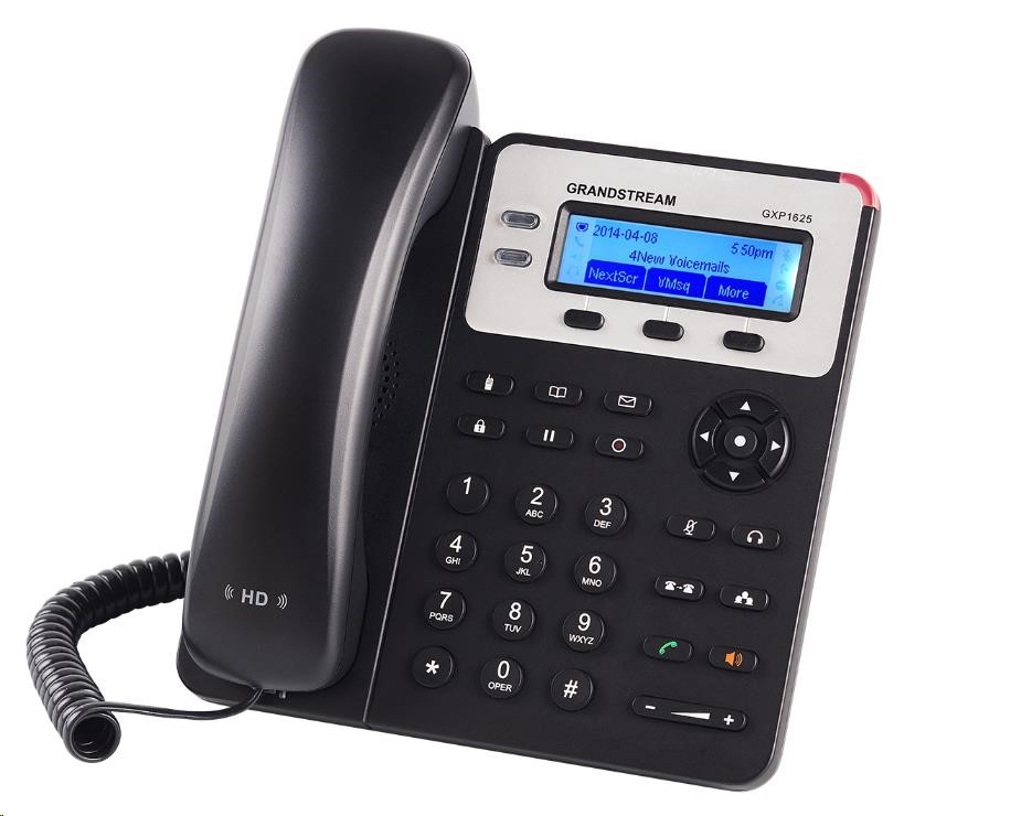 Grandstream GXP1625 [VoIP telefón - 2x SIP účet,  HD audio,  3 programy.tlačidlá,  prepínač 2xLAN 10/ 100Mbps,  PoE]0 