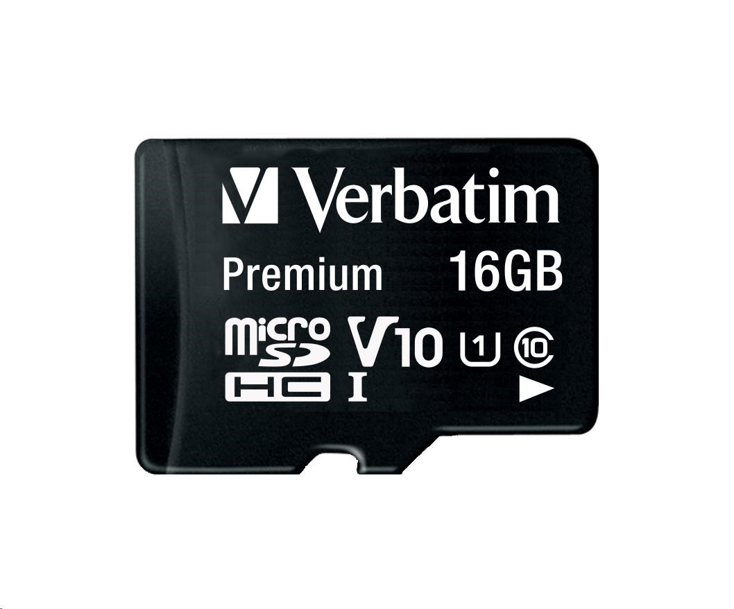 Karta VERBATIM MicroSDHC 16GB Premium,  U1 + SD adaptér0 