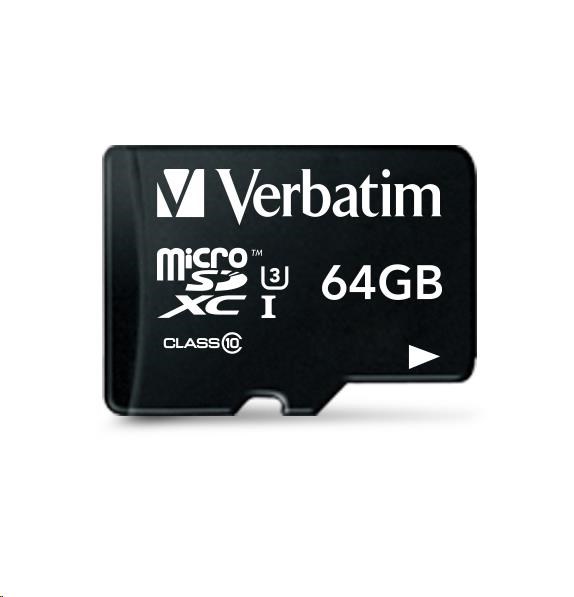 Karta VERBATIM MicroSDXC 64GB Pro,  U3 + adaptér0 