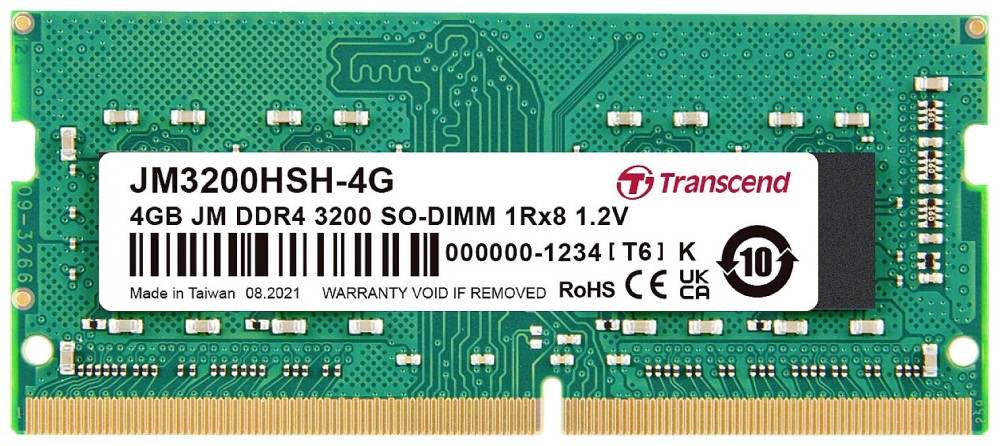 TRANSCEND SODIMM DDR4 4GB 3200MHz 1Rx8 CL22 1.2V0 