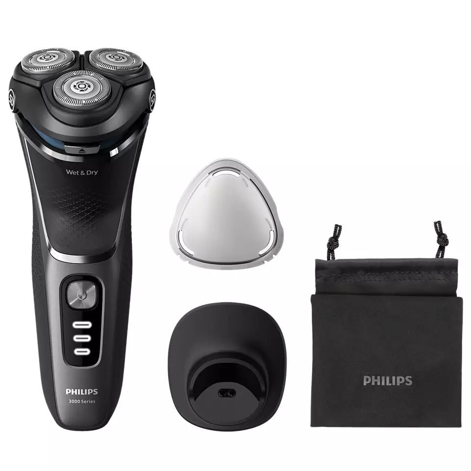 Philips Series 3000 S3343/ 13 zastřihovač vousů,  samoostřicí břity PowerCut,  suché a mokré holení,  černý0 