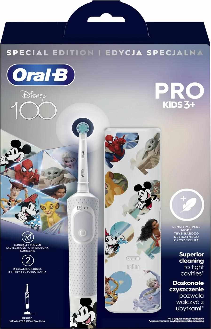 Oral-B Pro Kids Disney D103.413.2KX elektrický zubní kartáček,  sonický,  pro děti,  2 režimy,  časovač,  pouzdro2 