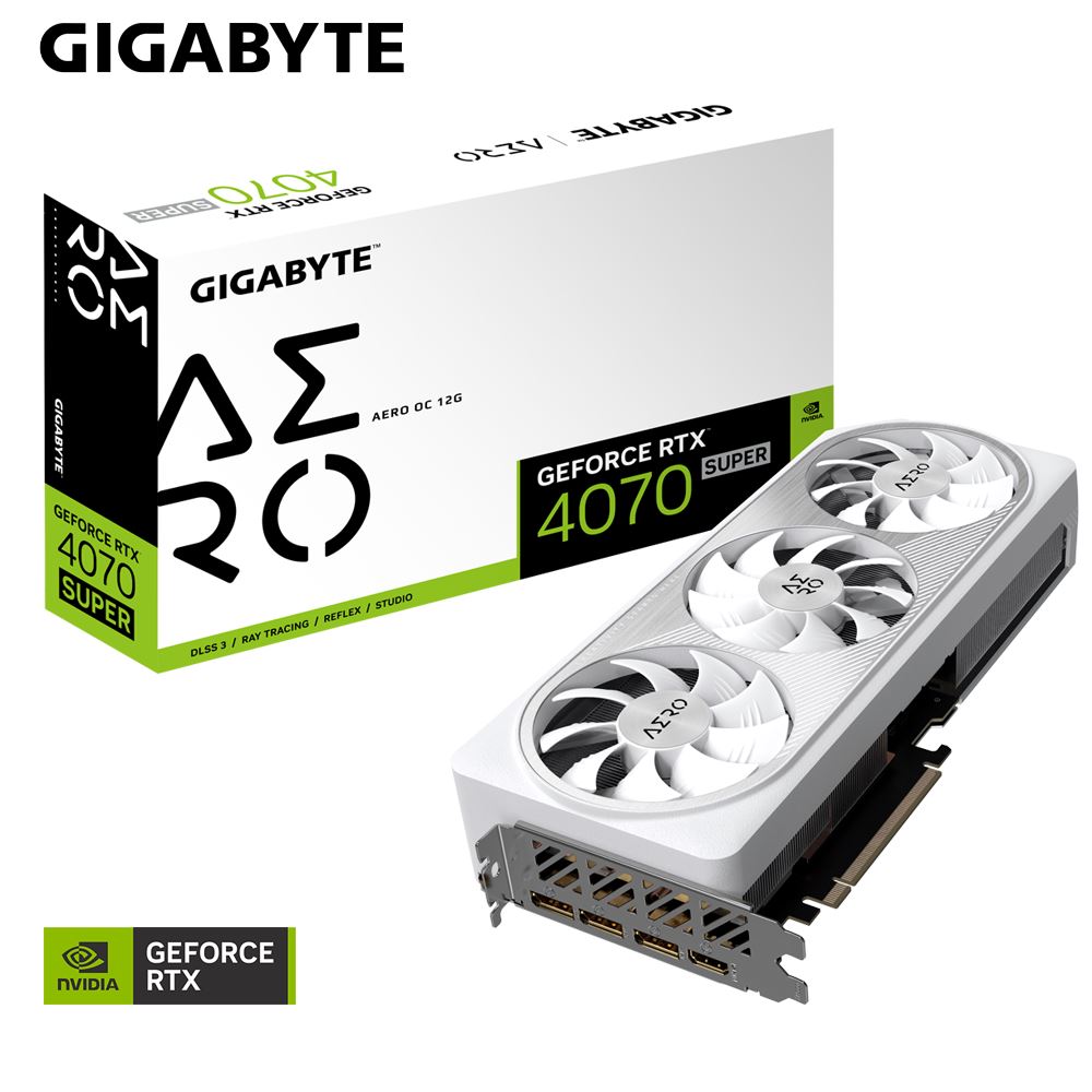 GIGABYTE VGA NVIDIA GeForce RTX 4070 SUPER AERO OC 12G, 12G GDDR6X, 3xDP, 1xHDMI4 