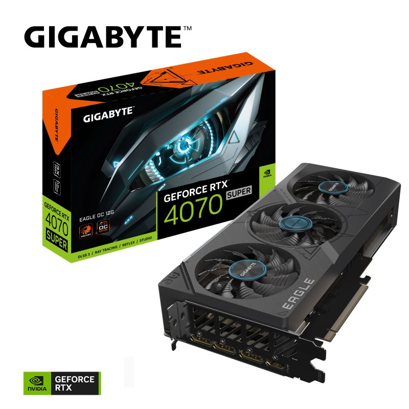 GIGABYTE VGA NVIDIA GeForce RTX 4070 SUPER EAGLE OC 12G,  12G GDDR6X,  3xDP,  1xHDMI0 