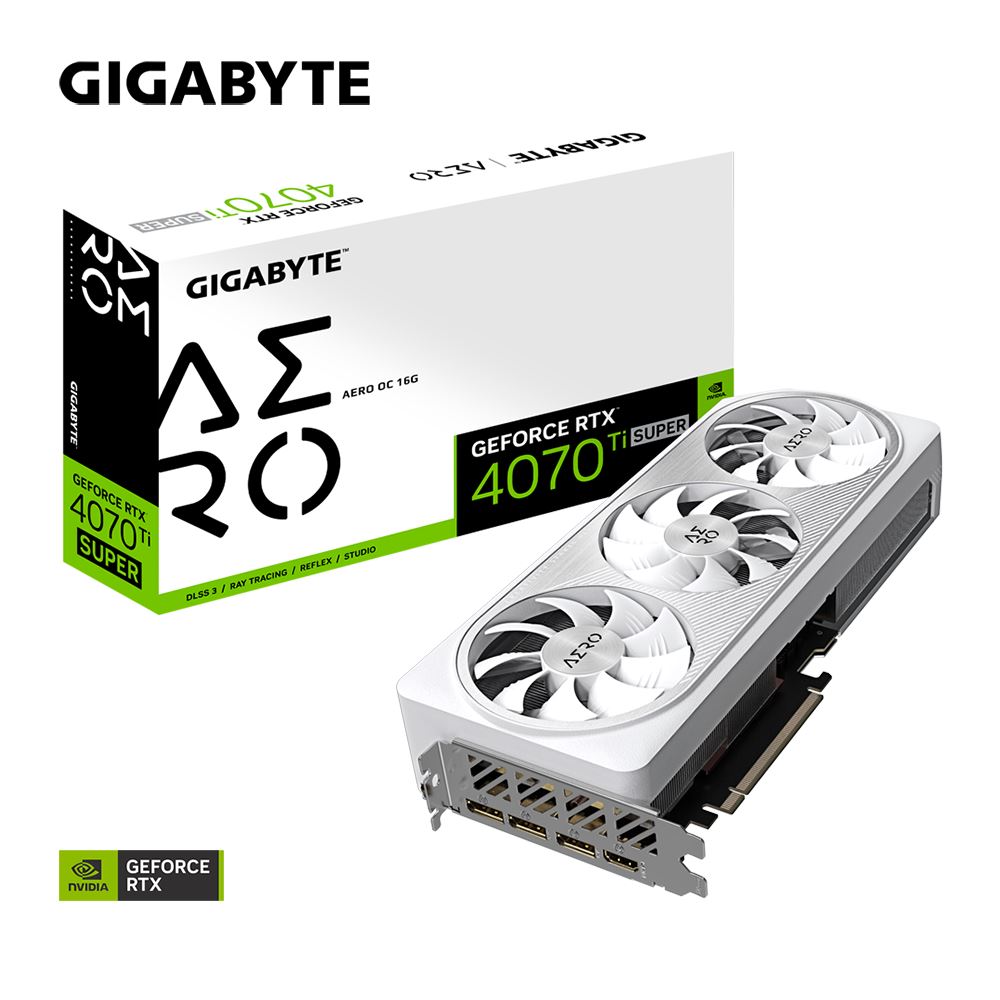GIGABYTE VGA NVIDIA GeForce RTX 4070 Ti SUPER AERO OC 16G,  16G GDDR6X,  3xDP,  1xHDMI0 