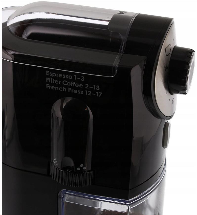 Melitta Molino mlýnek na kávu, 100 W, 17 hrubostí mletí, zásobník na 200 g, černý2 