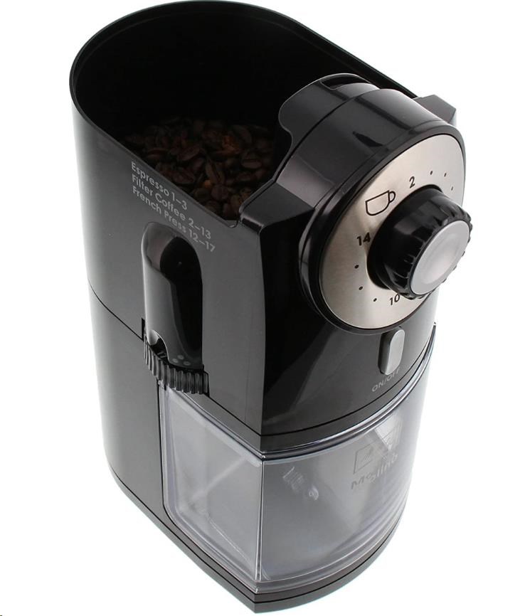 Melitta Molino mlýnek na kávu, 100 W, 17 hrubostí mletí, zásobník na 200 g, černý4 