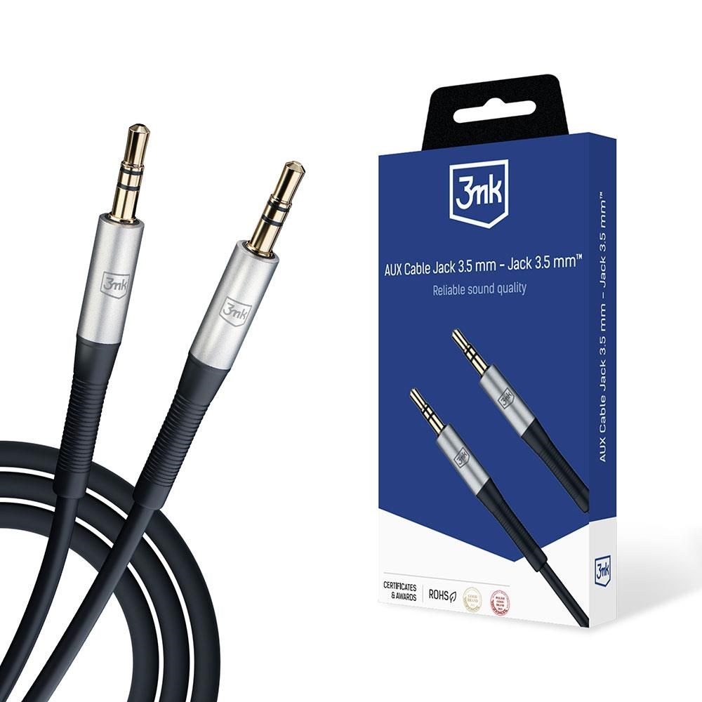 3mk audio kabel - AUX Cable Jack 3, 5 mm - Jack 3, 5 mm,  délka 1 m,  černá0 