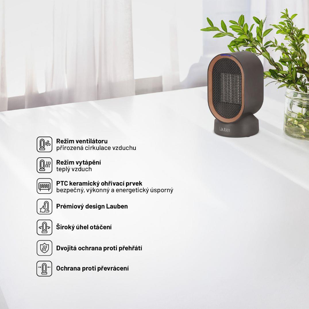 Lauben Desk Fan&Heater 2in1 600BB6 