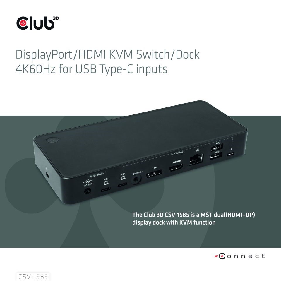 Club3D Dokovací stanice USB-C 10v1,  1xDP,  1xHDMI,  3xUSB-C,  3xUSB,  1xRJ45,  1x3.5mm,  černá1 