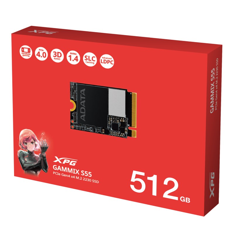 ADATA SSD 512GB XPG GAMMIX S55,  PCIe Gen4x4,  M.2 2230,  (R:5000/  W:3000MB/ s)2 
