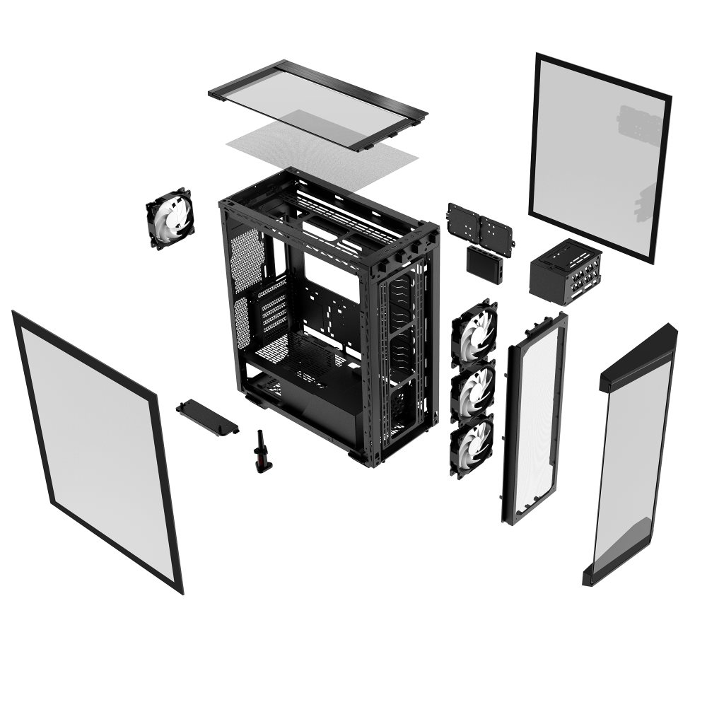 ADATA XPG case BATTLECRUISER II Mid-Tower,  bez zdroje,  4x 120mm ARGB Fan,  Černá7 