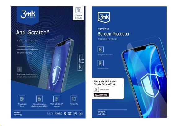 3mk All-Safe - AIO fólie Anti-Scratch Full Wet Fitting Phone,  25 ks