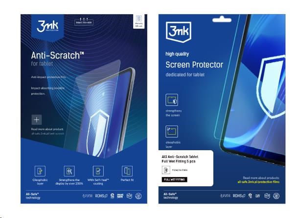 3mk All-Safe - AIO fólie Anti-Scratch Full Wet Fitting Tablet,  5 ks0 