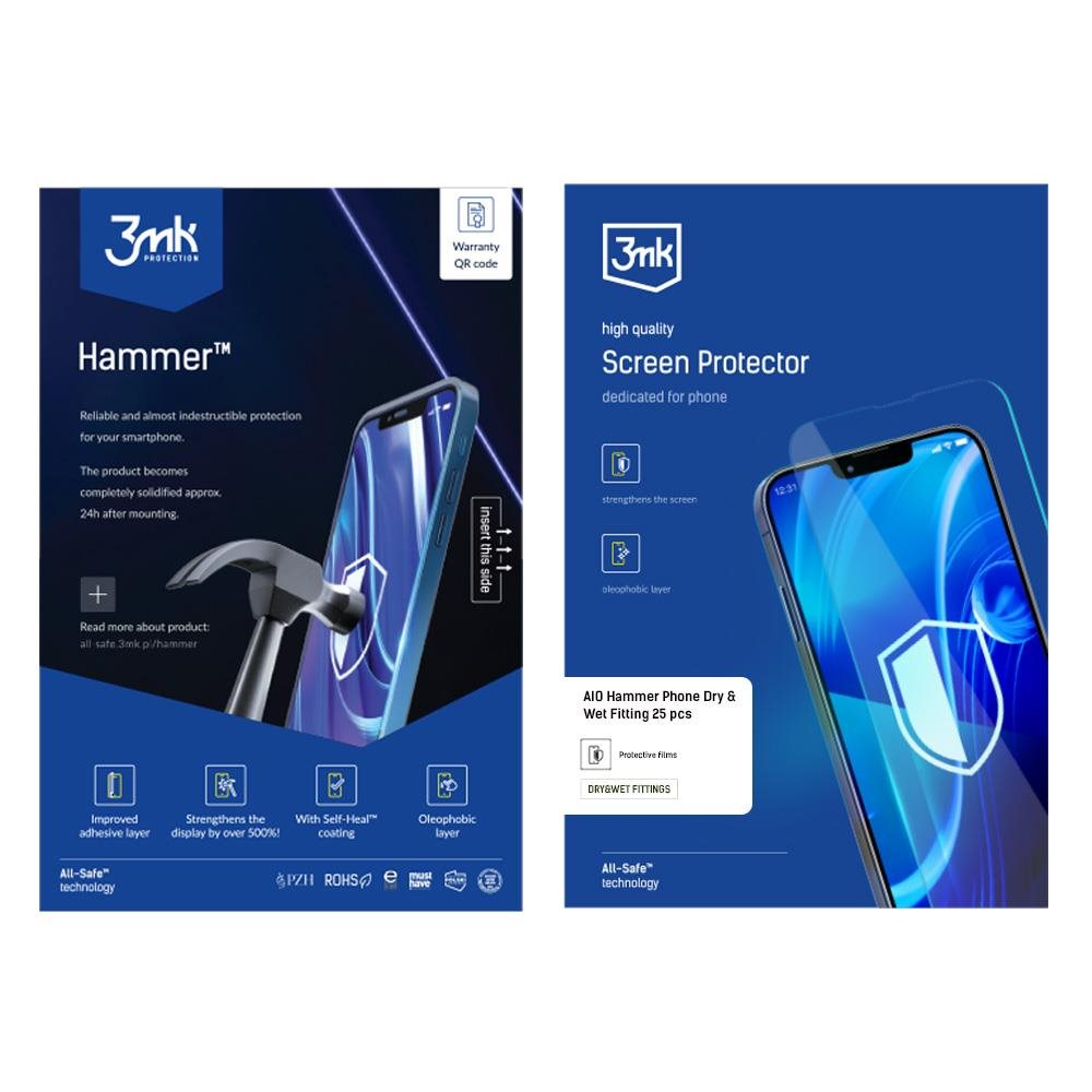 3mk All-Safe - AIO fólie Hammer Dry & Wet Fitting Phone,  25 ks0 