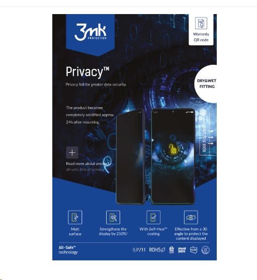3mk All-Safe - AIO fólie Privacy Phone Dry & Wet Fitting,  25 ks0 