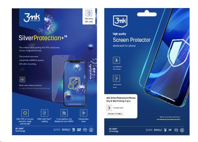 3mk All-Safe - AIO fólie SilverProtection+ Dry & Wet Fitting Phone,  5 ks0 