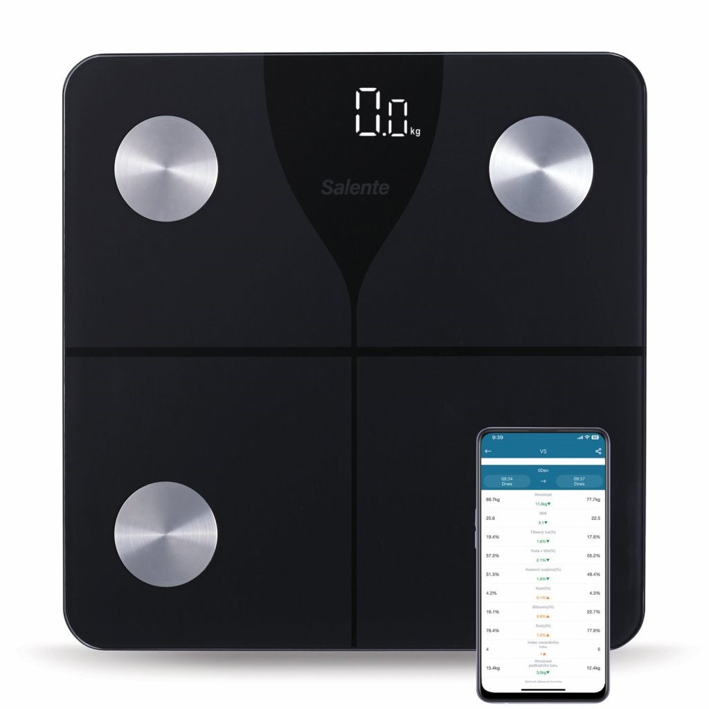 EVOLVEO Salente SlimFit,  osobní diagnostická fitness váha,  Bluetooth,  černá0 