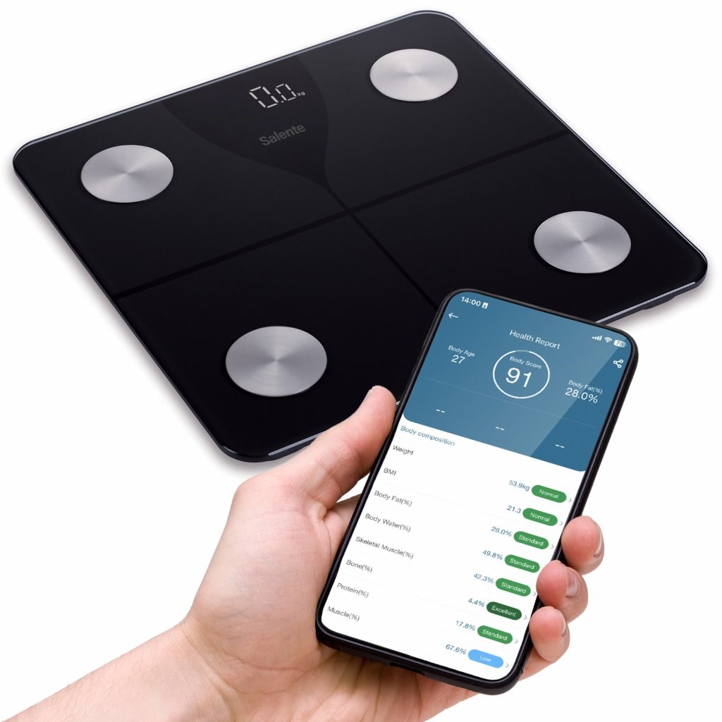 Salente SlimFit, osobná diagnostická fitness váha, Bluetooth, čierna0 