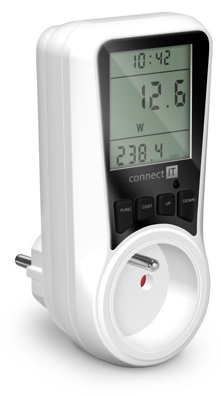 CONNECT IT Digitální měřič PowerMeter Pro,  Měřič spotřeby el. energie,  bílá3 