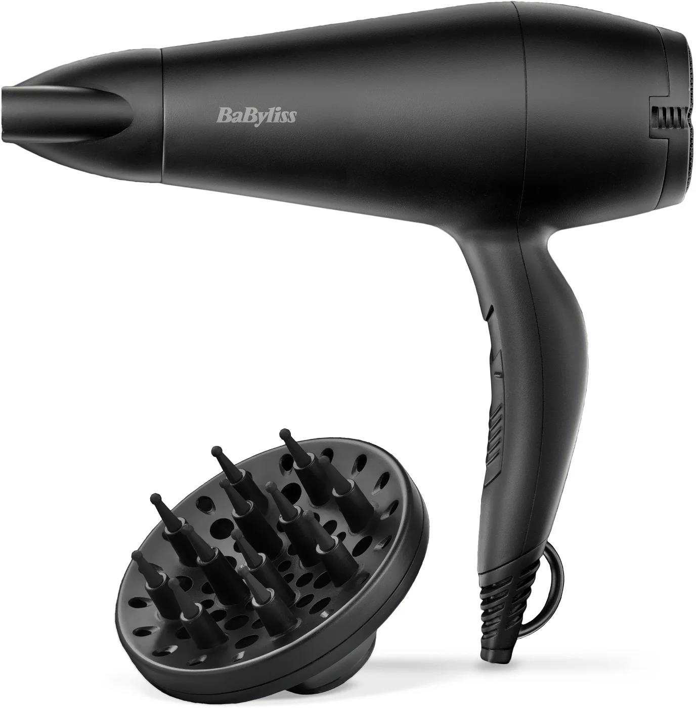 BaByliss D215DE fén na vlasy, 2200 W, 2 teploty a rychlosti, s koncentrátorem, černá0 