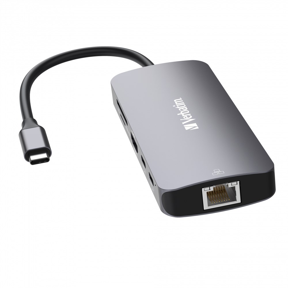 VERBATIM Hub USB-C Pro Multiport 9 Port,  3x USB 3.2,  2x USB-C,  HDMI,  RJ45,  microSD/ SD,  šedá2 